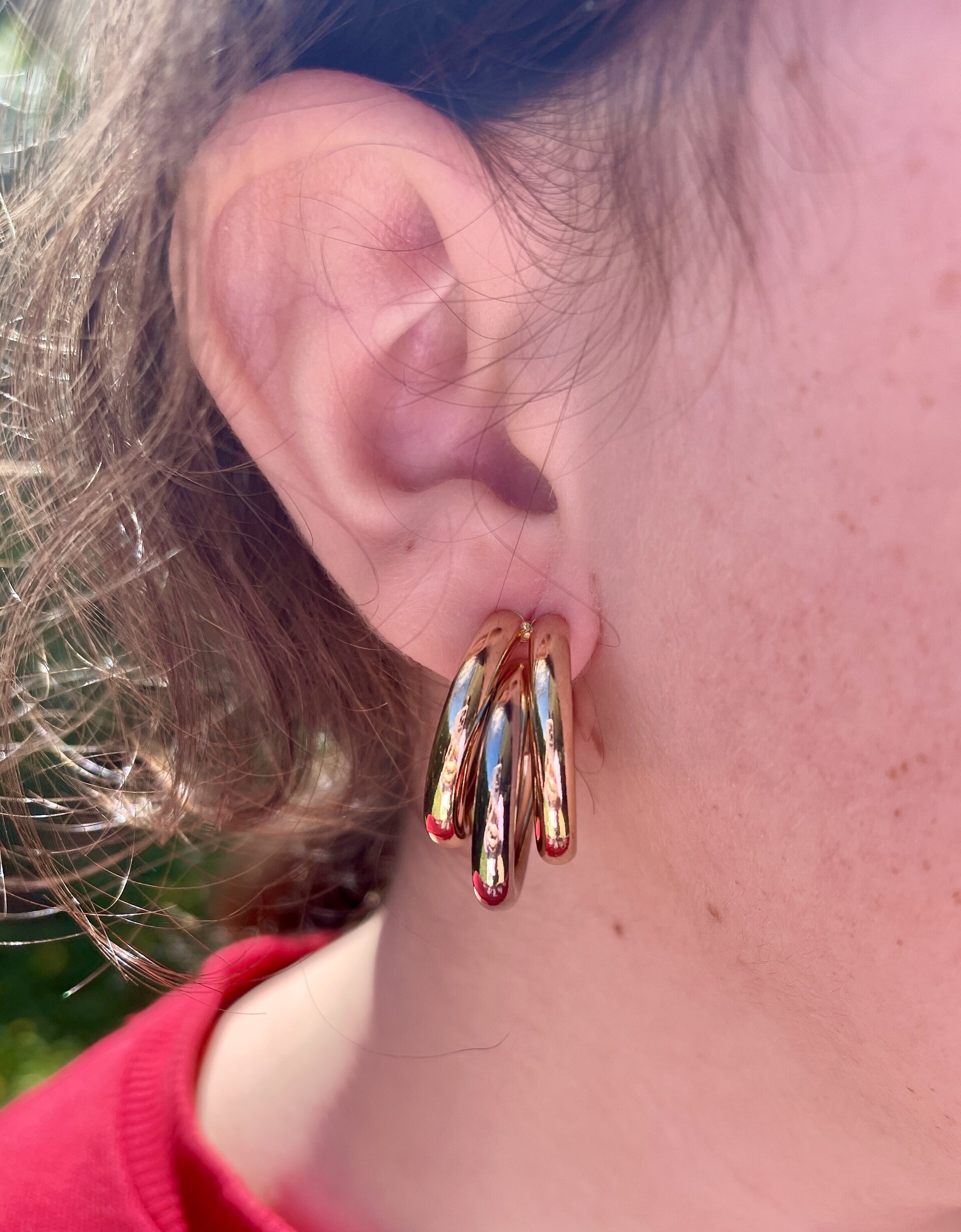 Pendientes Aro Triple Dorado y Plata - 3